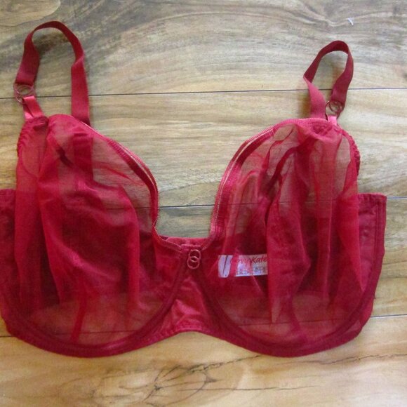 Curvy Kate Red Sheer Lace Lifestyle Plunge Underwire Bra Size 40L - Picture 1 of 7